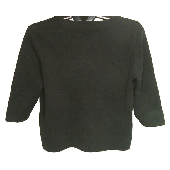 Hampshire Studio Button-down Black V-neck Cardigan Women's PL 3/4 Sleeve - Picture 3 of 4